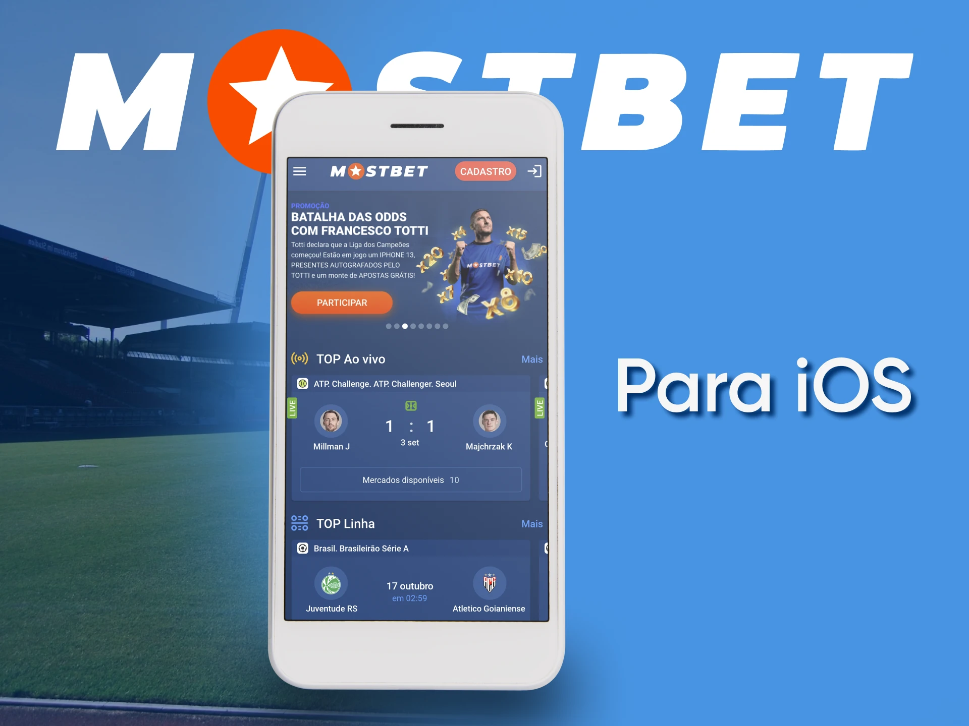 Mostbet suporta iOS para apostas e jogos de azar.