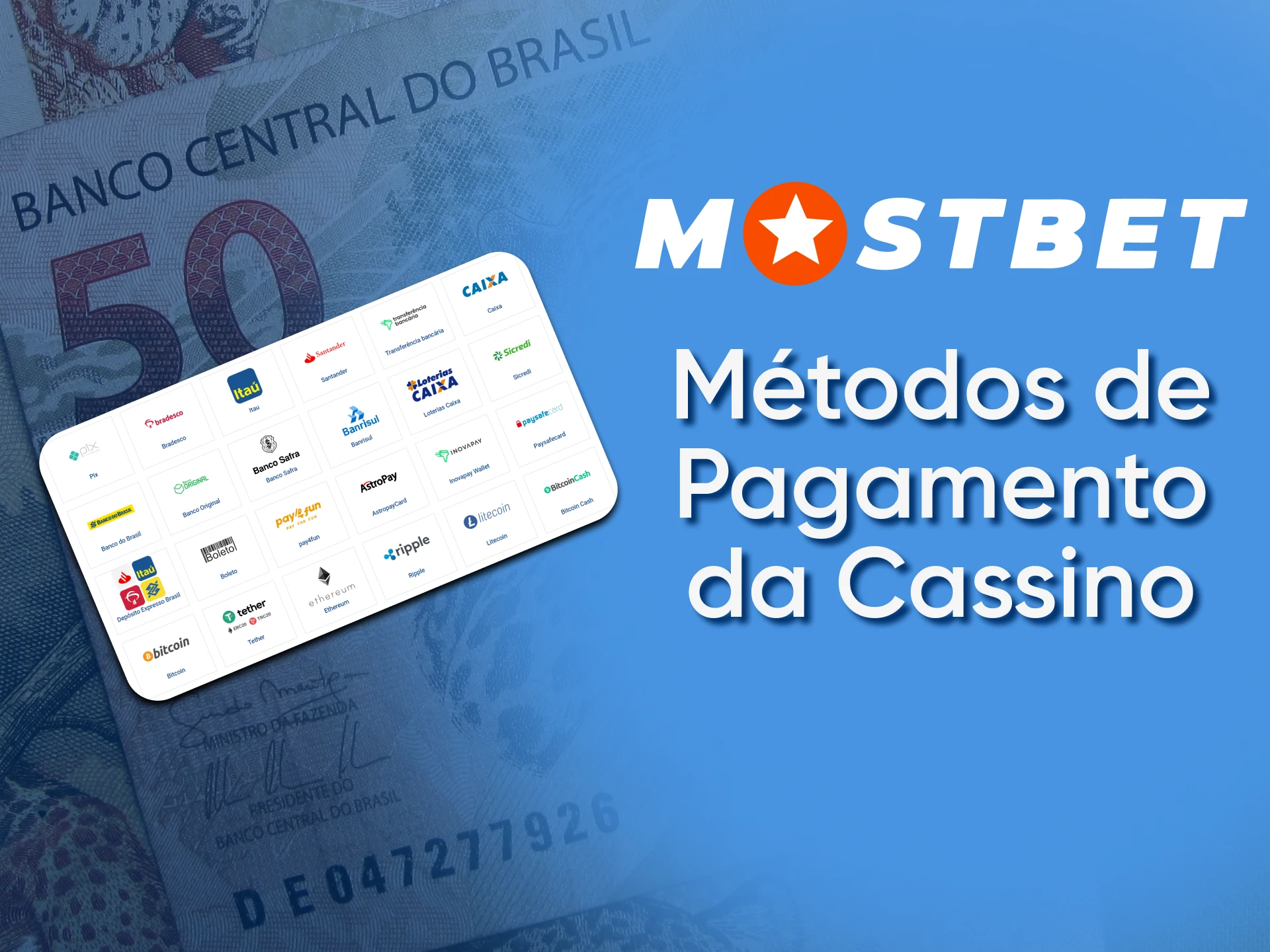 O cassino online da Mostbet suporta sistemas de pagamento populares no Brasil.