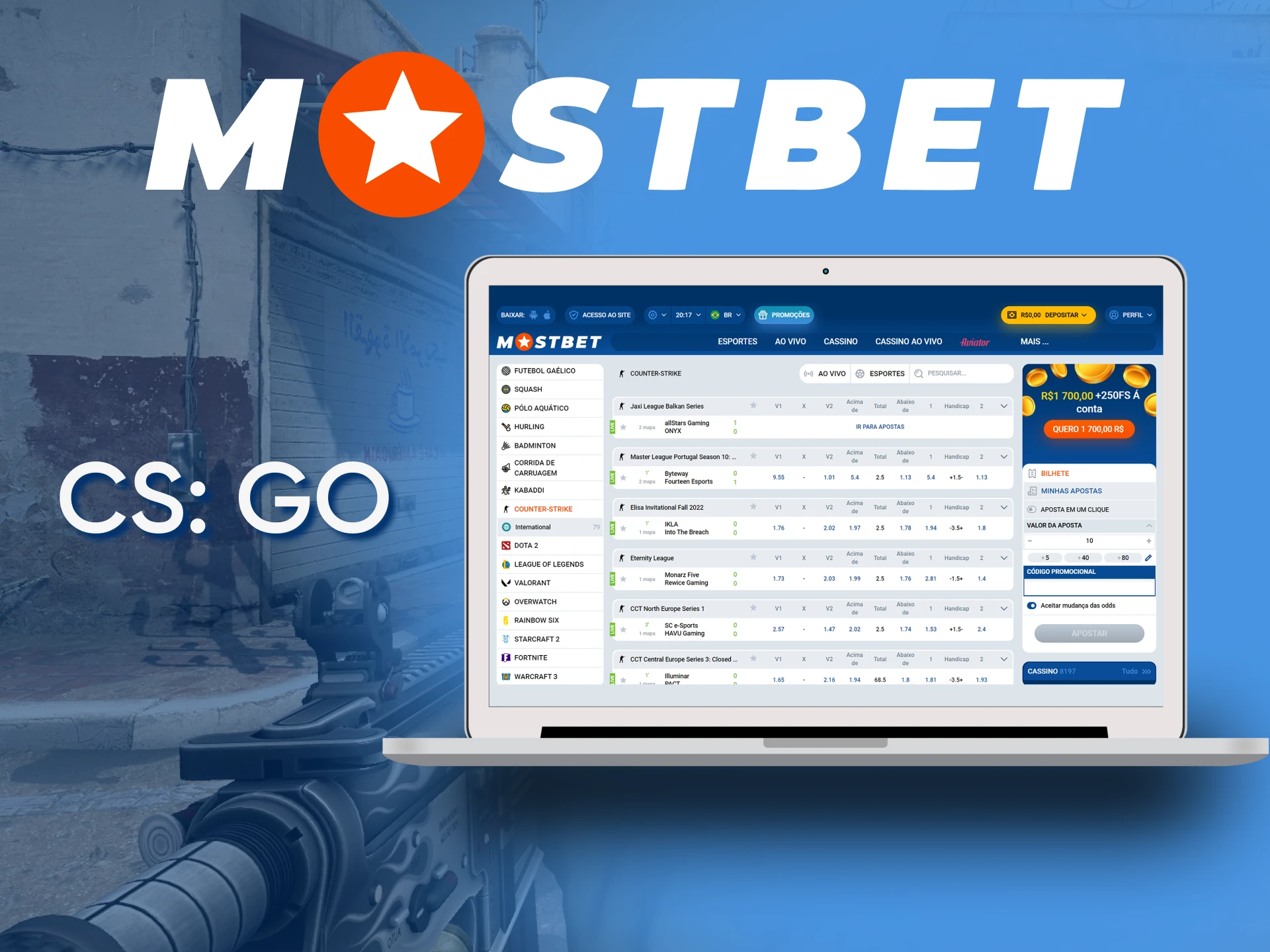 Bet on CS:GO with Mostbet.