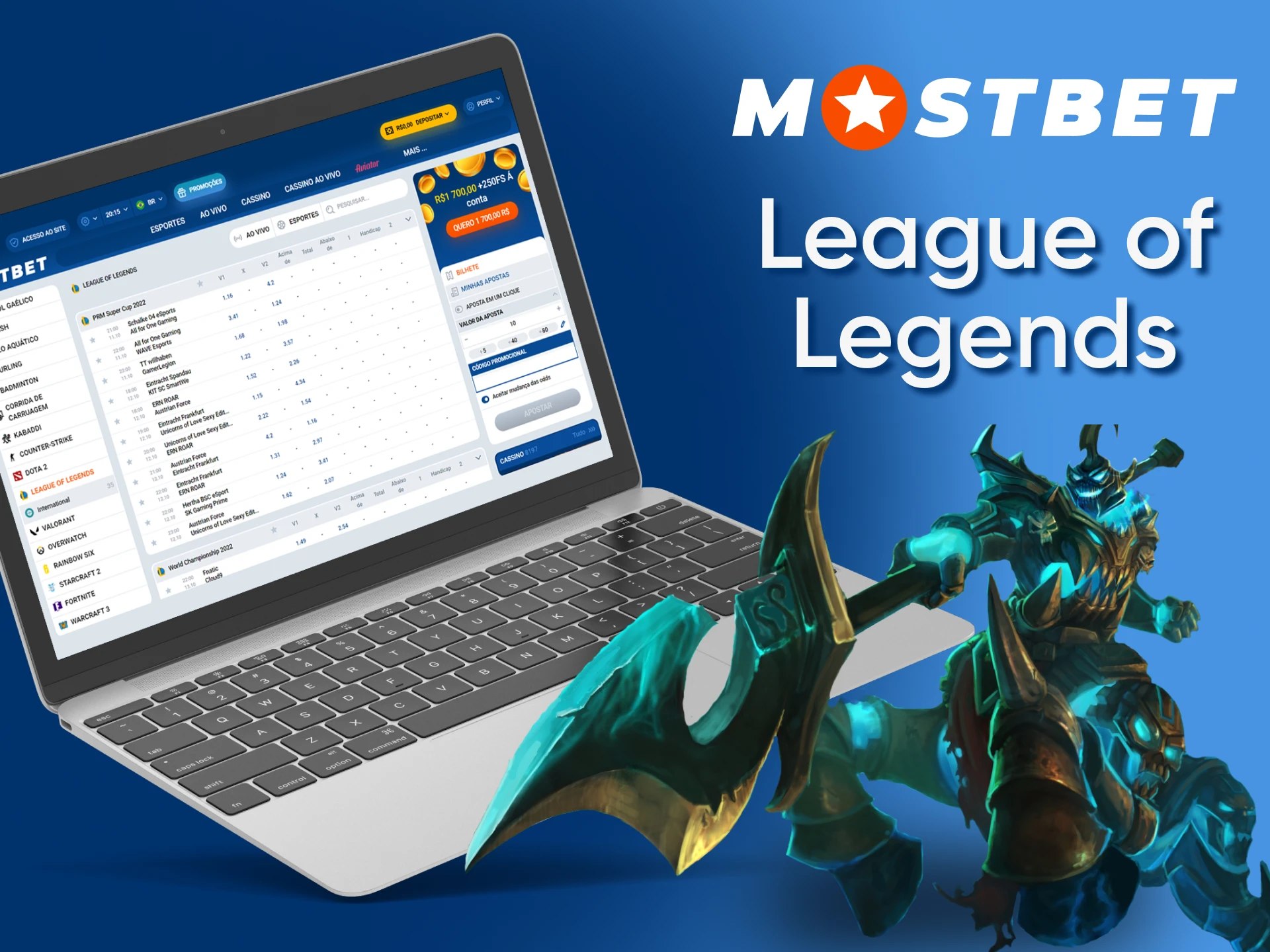 Bet on League of Legends with Mostbet.