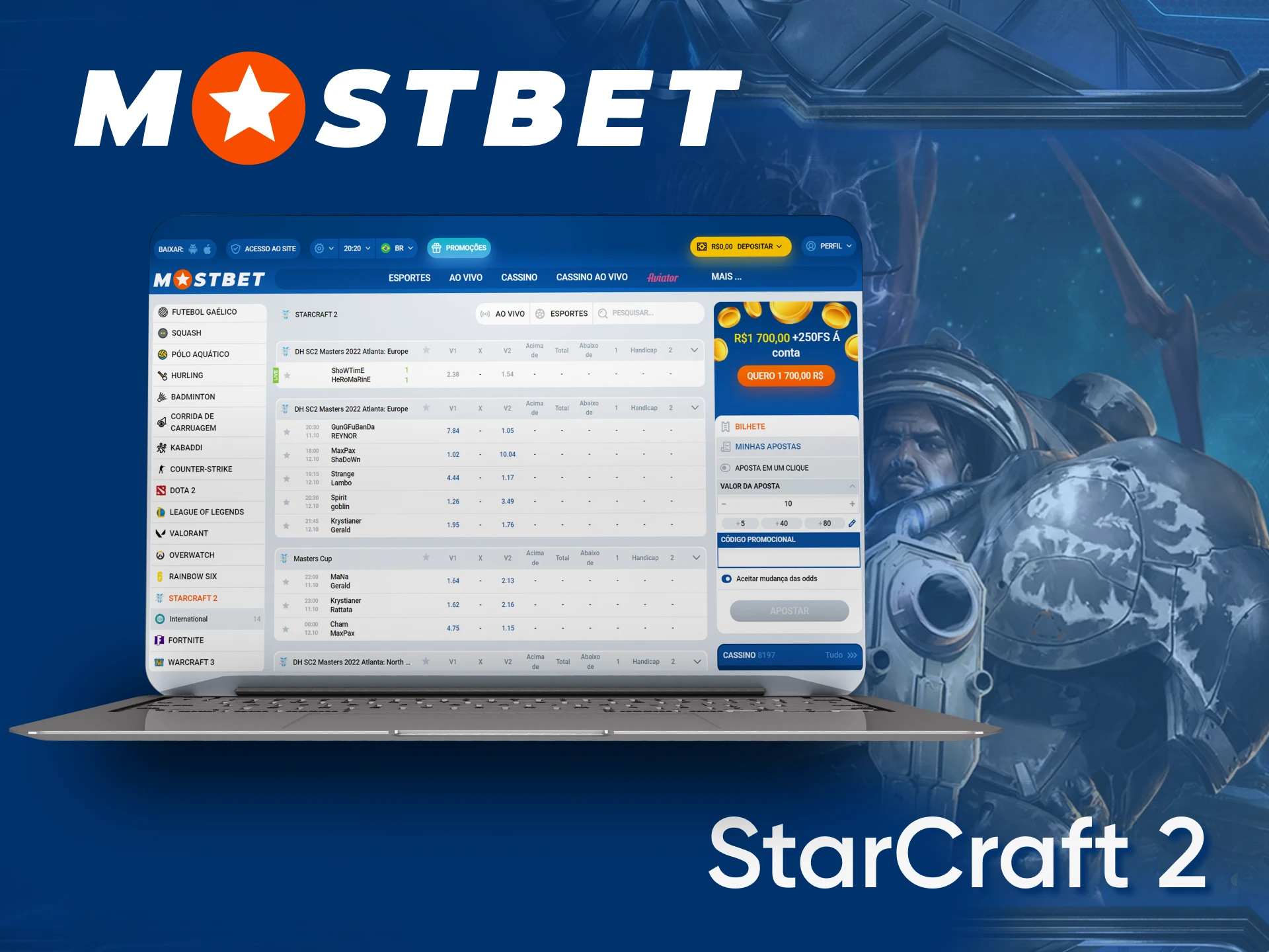 Bet on StarCraft 2 with Mostbet.