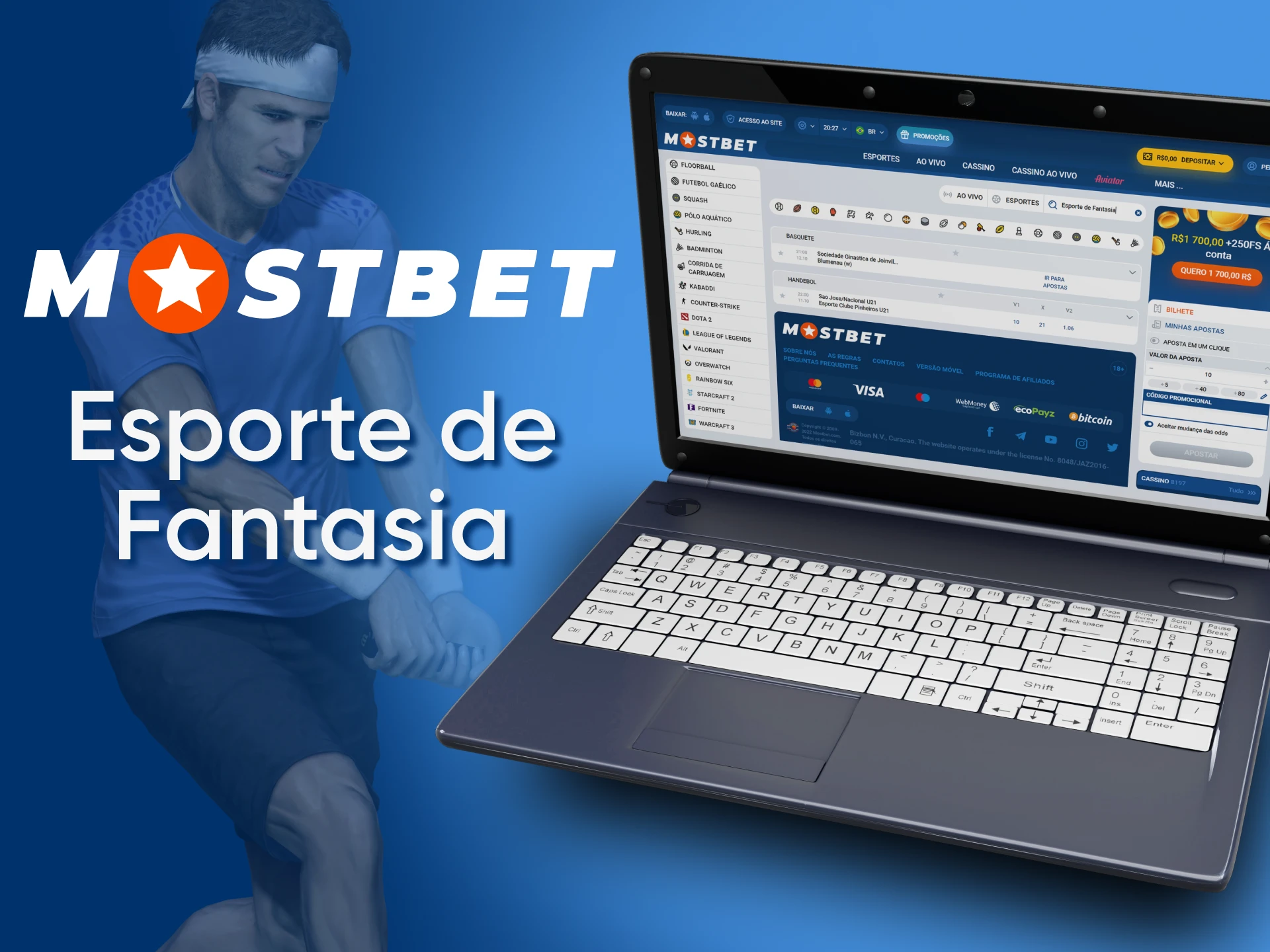 Bet on fantasy sports with Mostbet and choose your own players and game times.