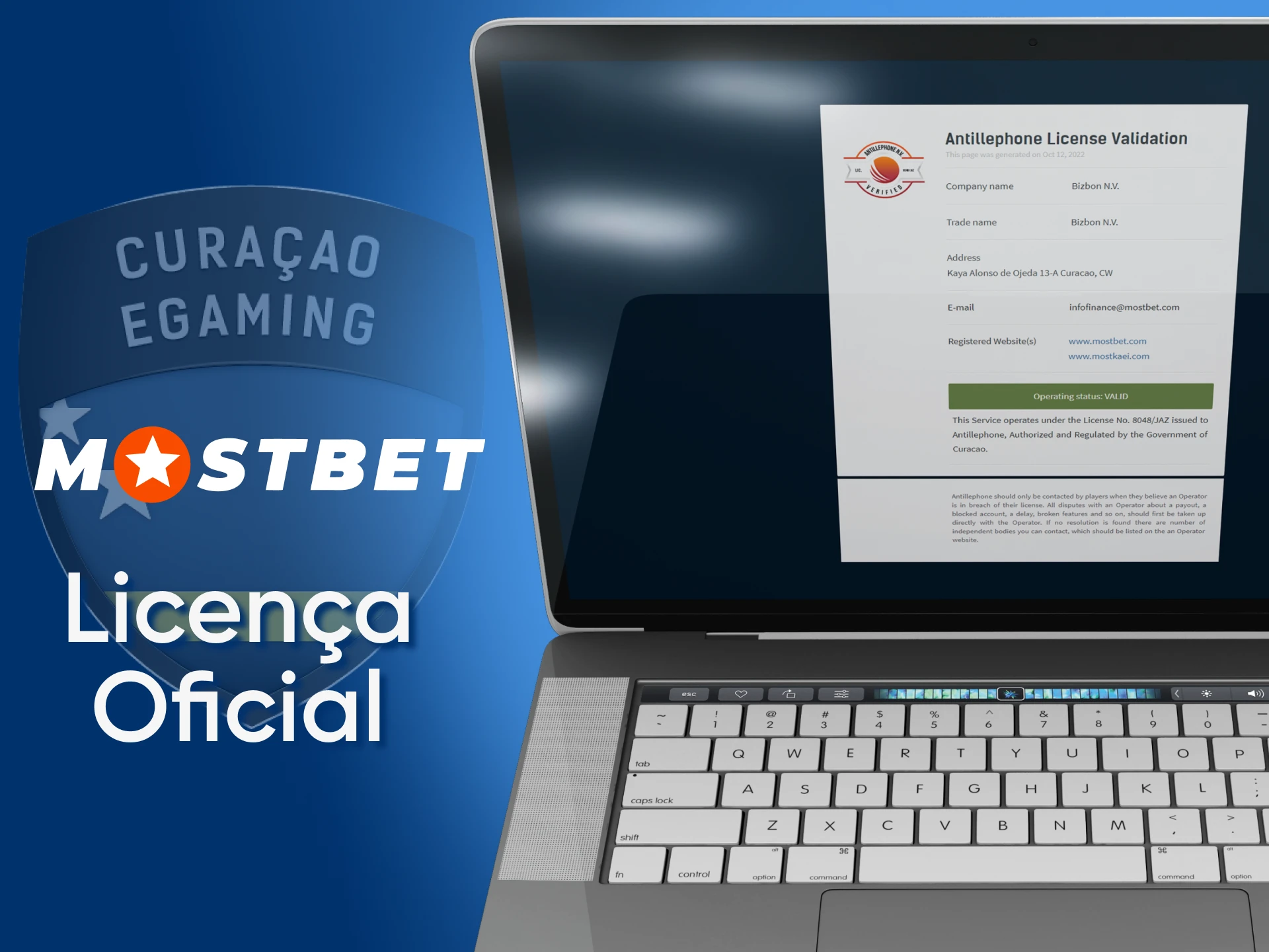 A Mostbet recebeu uma licença de Curaçao para apostas esportivas e cassinos.