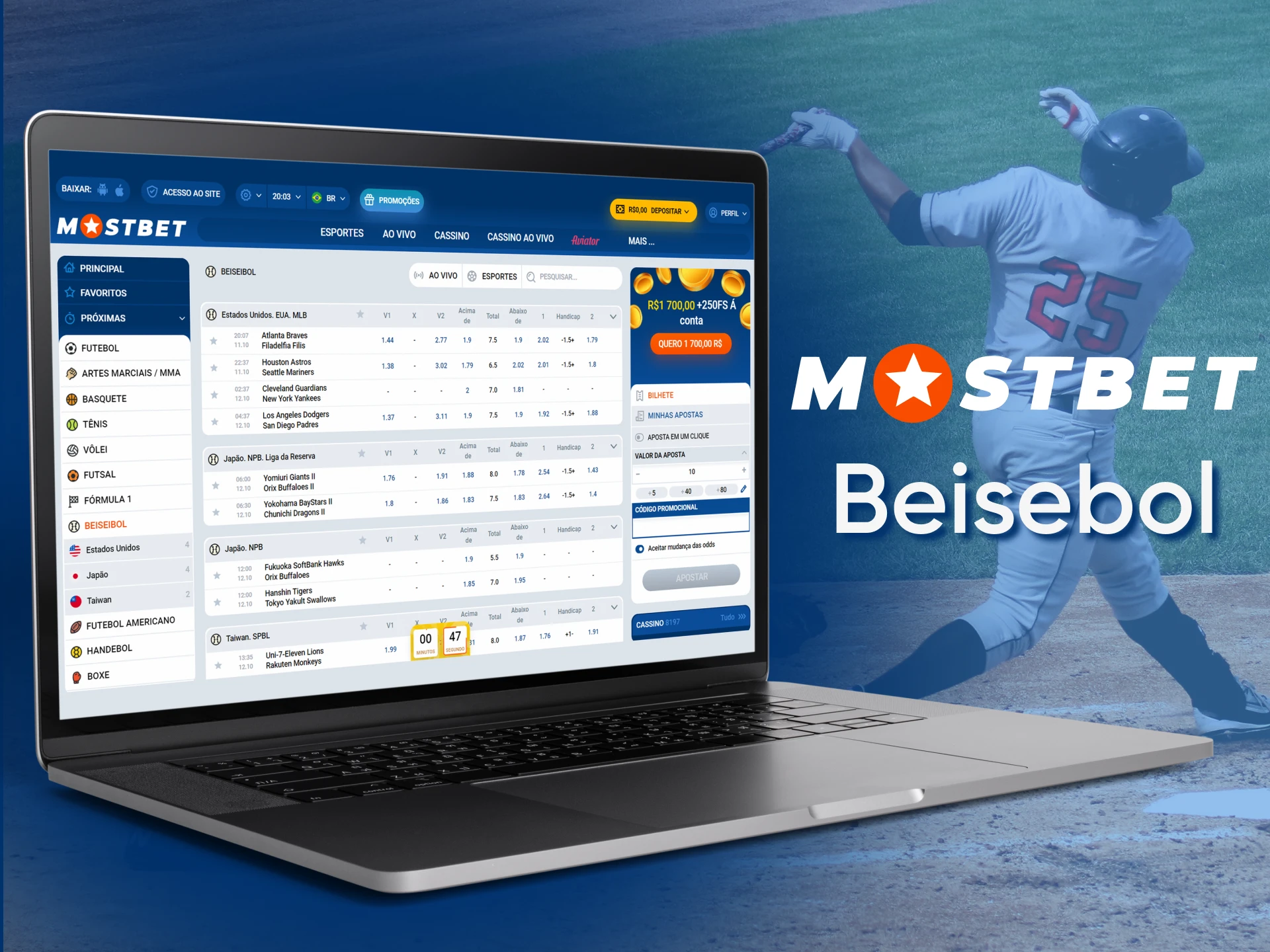Bet on baseball with Mostbet.