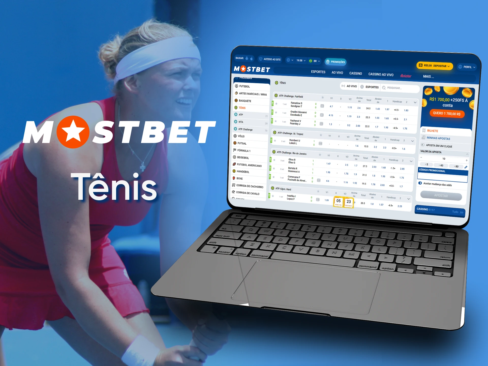 Bet on tennis with Mostbet.