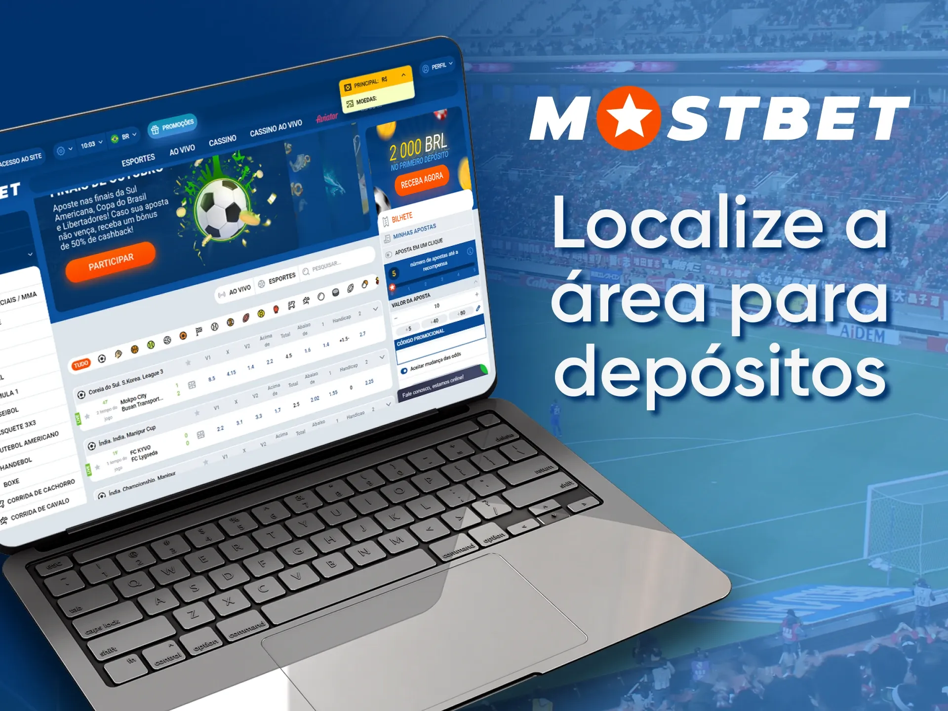 Ir para a seção de recarga da conta Mostbet.