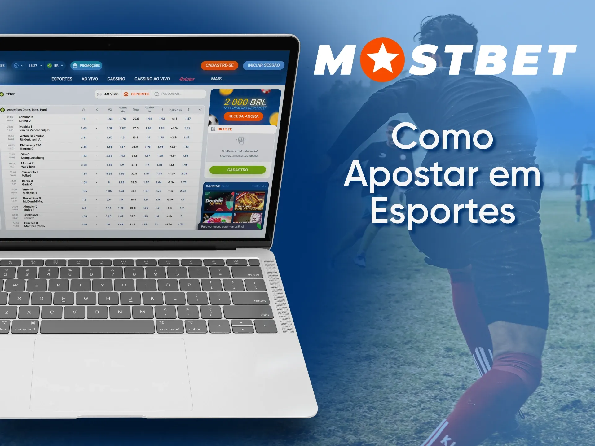 Siga alguns passos simples para começar a apostar em esportes da Mostbet.