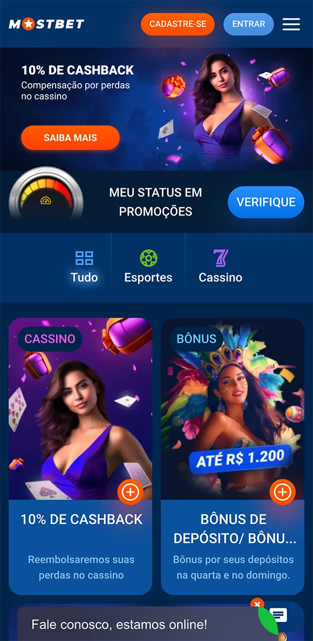 Bônus e promoções no aplicativo Mostbet.