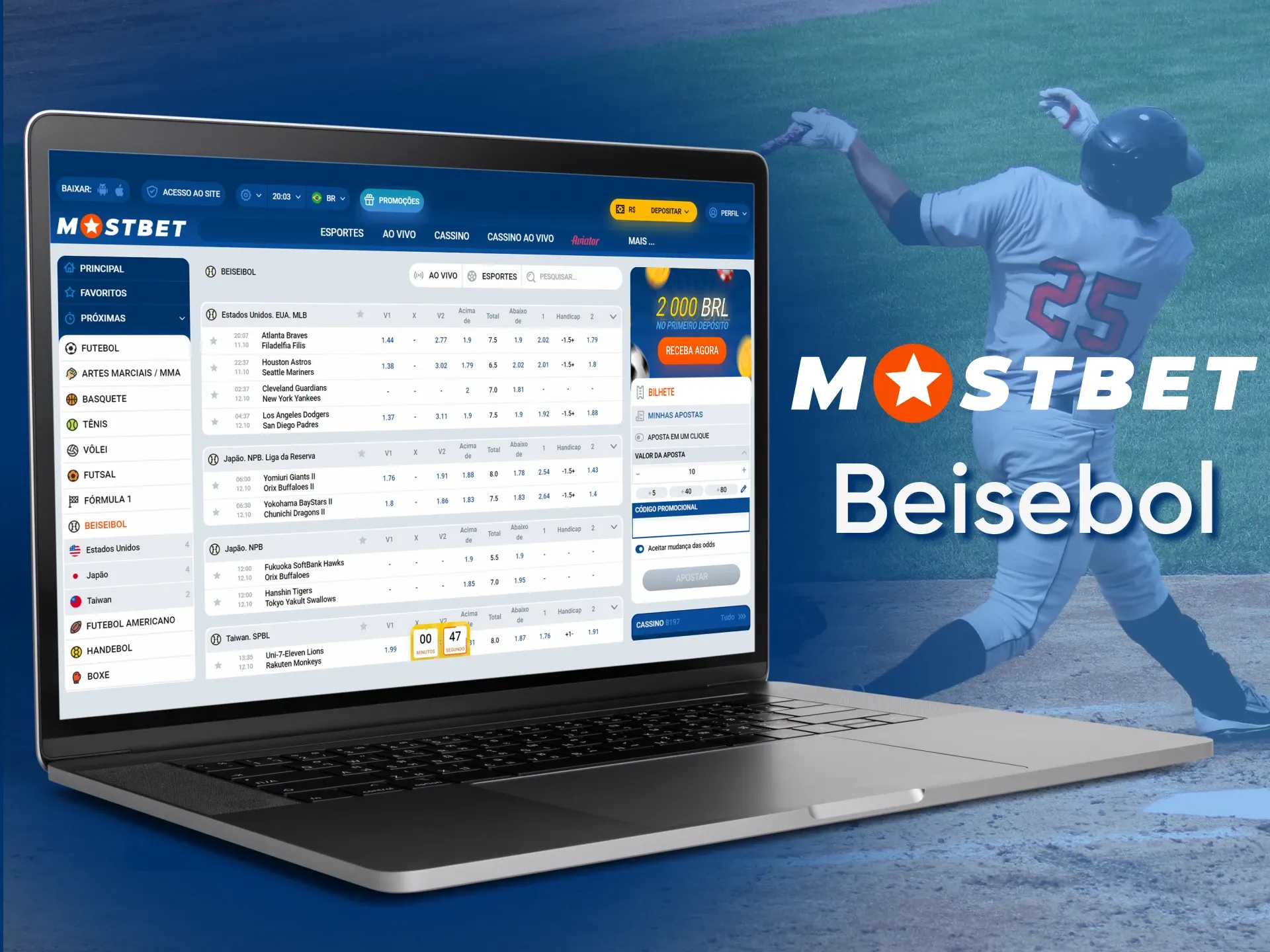 Aposte no beisebol com a Mostbet.
