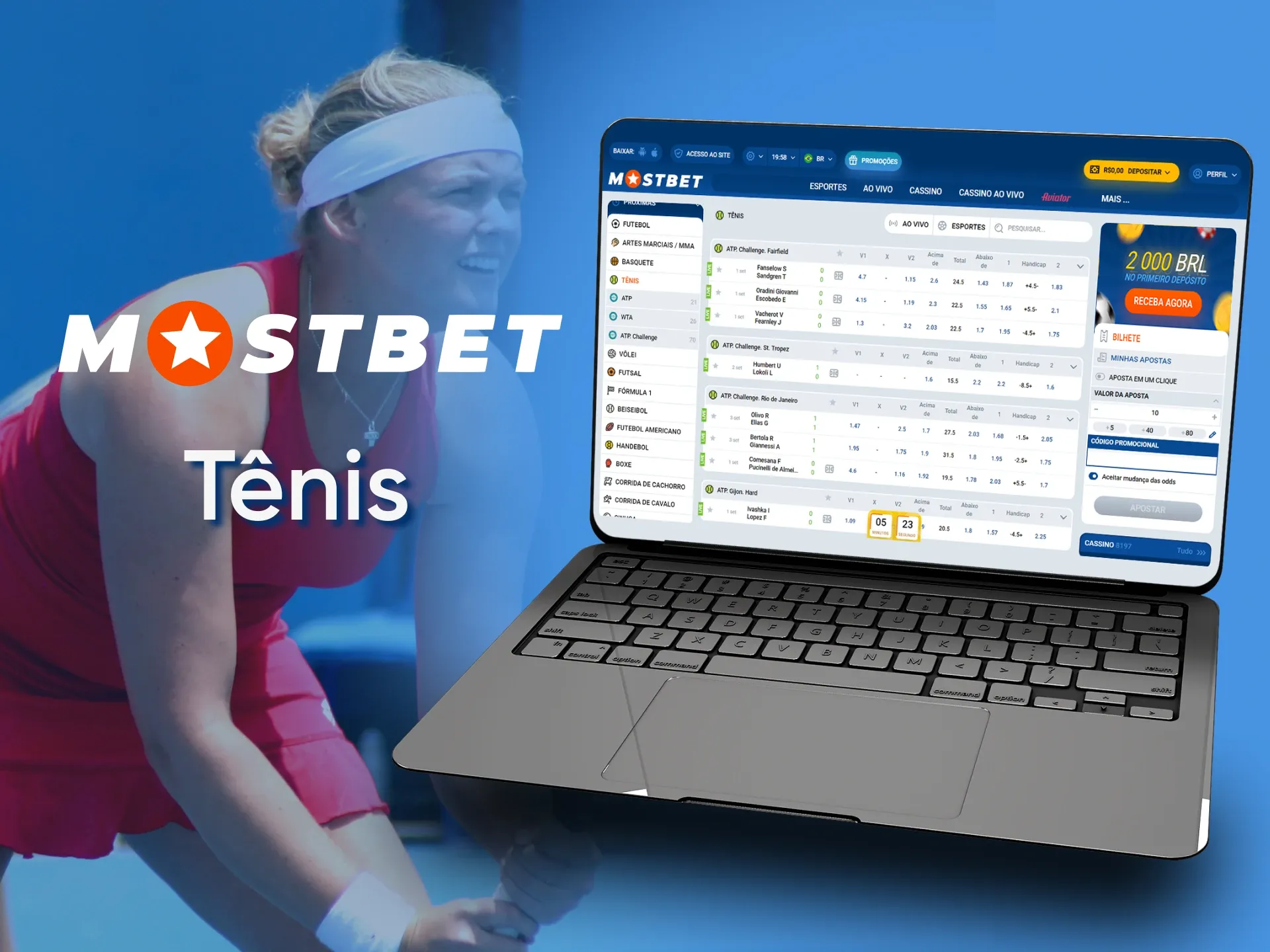 Aposte no tênis com a Mostbet.