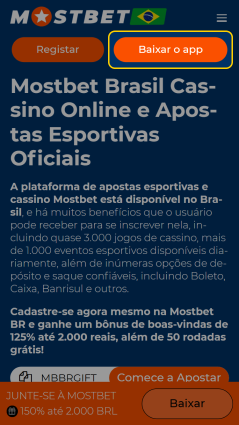 Use o botão para acessar a instalação do aplicativo Mostbet para dispositivos Android.