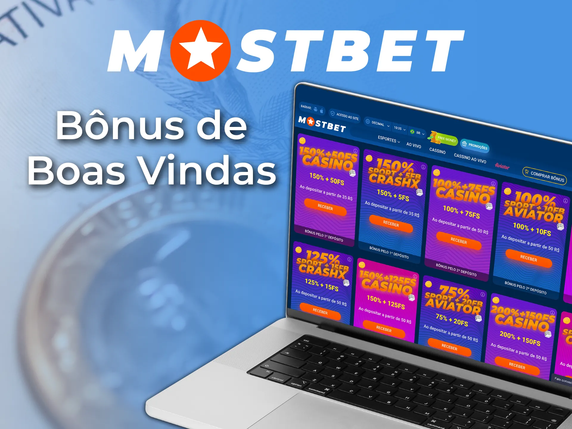 Após o registro, você receberá um bônus da Mostbet.