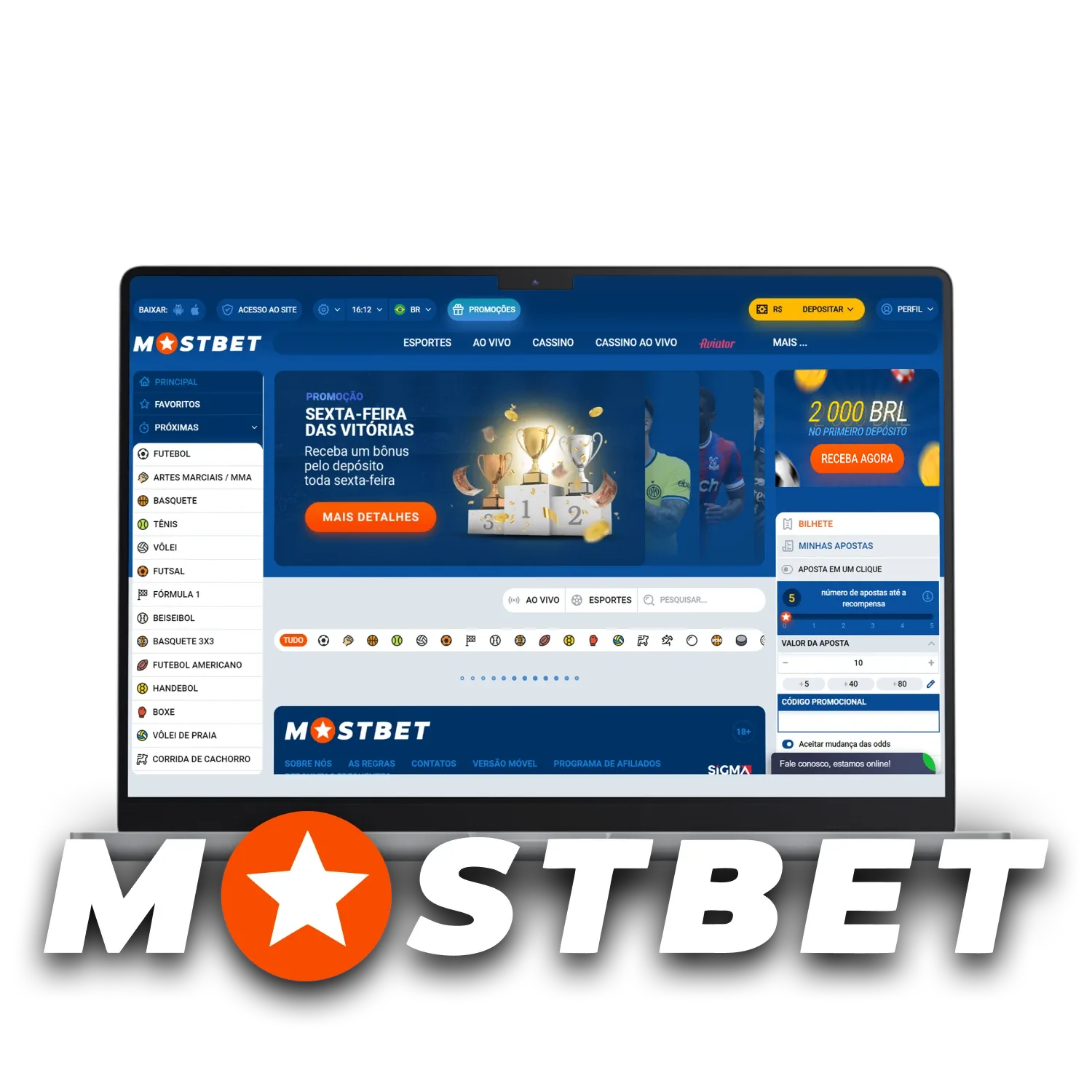 Acesse o site oficial da Mostbet para apostas esportivas.